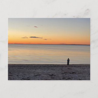 Lone Figure Standing on Ocean Beach Photo Postcard