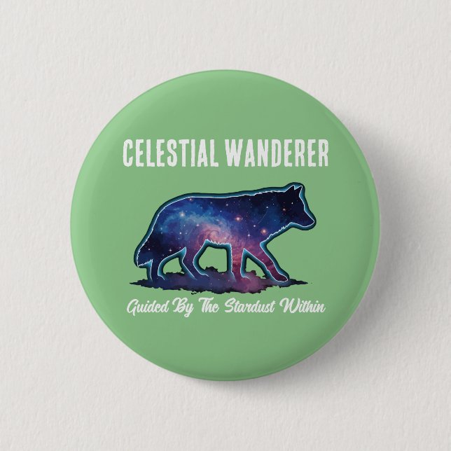 Lone Galaxy Wolf Silhouette 6 Cm Round Badge (Front)