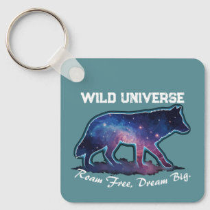Lone Galaxy Wolf Silhouette (wild universe) Key Ring