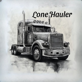 "Lone Haulier – Bold Charcoal Bobtail Truck Art Pr Photo Block