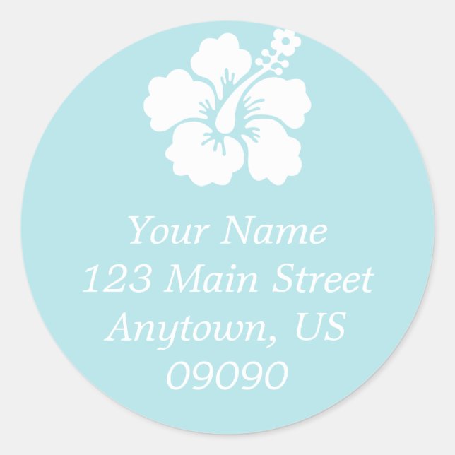 Lone Hibiscus Flower Address Label (Pale Blue) (Front)