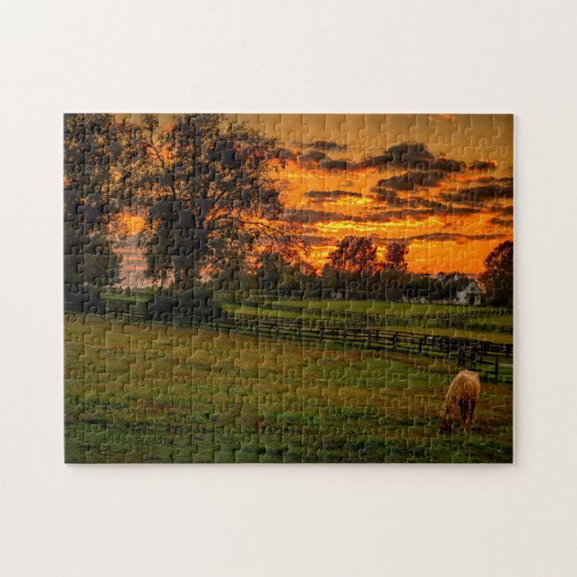 Lone horse at sunset jigsaw puzzle (Horizontal)