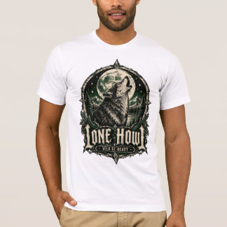 Lone Howl Gothic Wolf Full Moon Wild at Heart T-Shirt