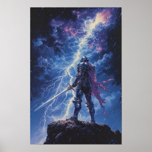  Lone Knight in Storm Poster