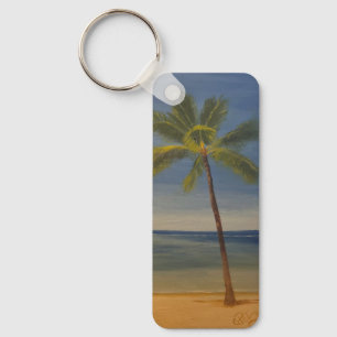 Lone Palm Tree on the Beach, by Gary Poling Key Ring