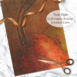 Lone Pear Fruit Painting Tissue Paper