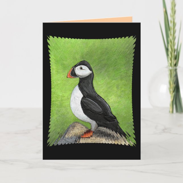 LONE PUFFIN - classic version greeting card (Front)