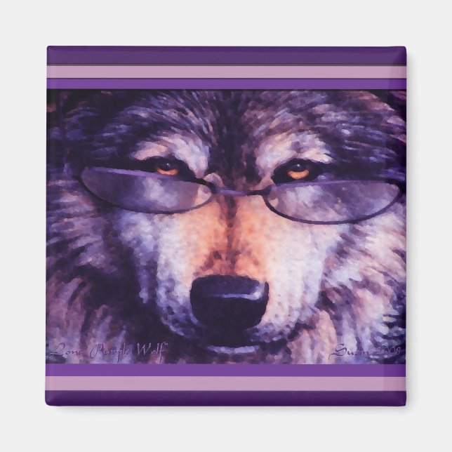 Lone Purple Wolf Magnet (Front)