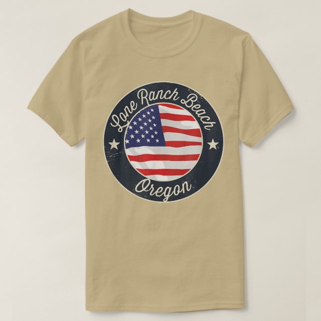 Lone Ranch Beach - Patriotic Oregon Souvenir T-Shi T-Shirt (Design Front)