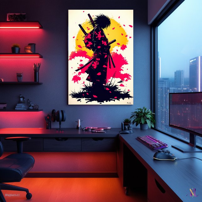 Lone Samurai Among Falling Sakura Poster (Creator Uploaded)