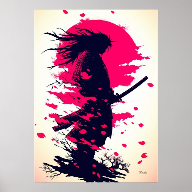 Lone Samurai Under the Sakura Moon Poster (Front)