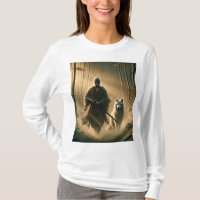 Lone Samurai & White Wolf ⚔️🐺 – Epic Fantasy T-Sh