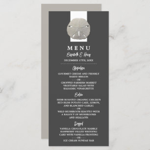 Lone Sand Dollar - Charcoal Gray - Beach Wedding Menu
