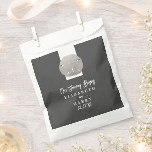 Lone Sand Dollar - Charcoal Grey - Beach Wedding Favour Bags