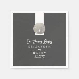 Lone Sand Dollar - Charcoal Grey - Beach Wedding Napkin