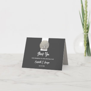 Lone Sand Dollar - Charcoal Grey - Beach Wedding Thank You Card