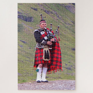 Lone Scottish bagpiper, Highlands, Scotland 2 Jigsaw Puzzle
