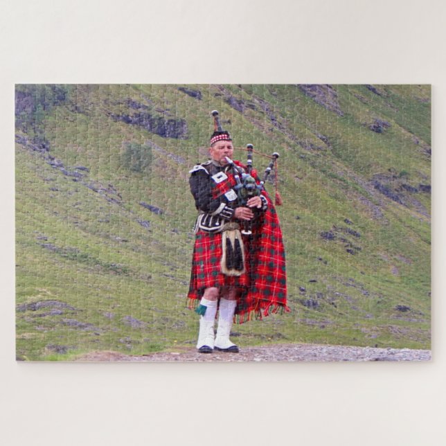 Lone Scottish bagpiper, Highlands, Scotland Jigsaw Puzzle (Horizontal)