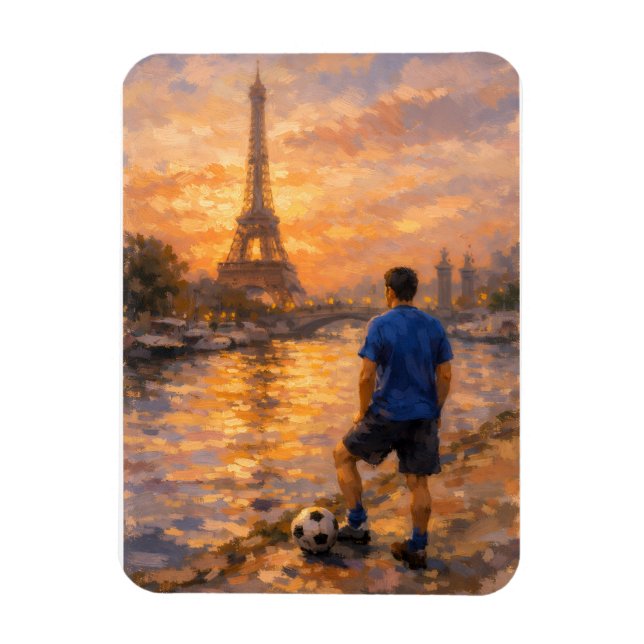 Lone Soccer Player Near La Seine Magnet (Vertical)
