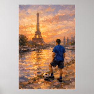 Lone Soccer Player Near La Seine Poster