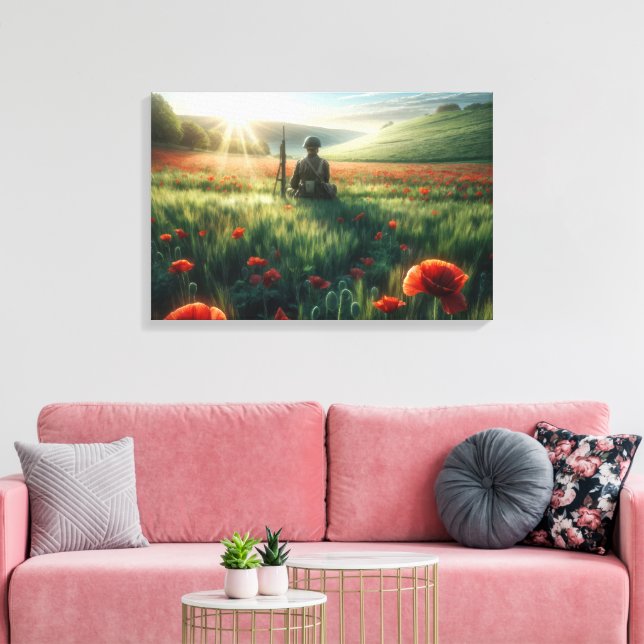 Lone Soldier In a Red Poppy Field Canvas Print (Insitu(LivingRoom))