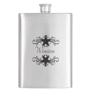 Lone Star Black Accents with Name or Monogram Hip Flask