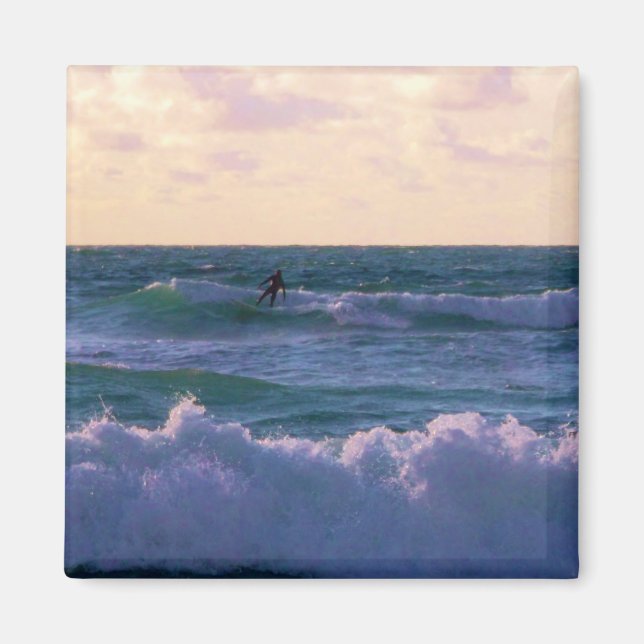 Lone Surfer at Fistral Beach Newquay Cornwall UK Magnet (Front)