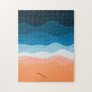Lone Surfer on the beach Jigsaw Puzzle