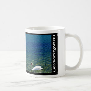 lone swan in blue ocean coffee mug