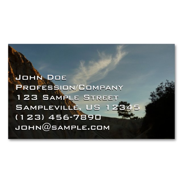 Lone Torrey Pine California Sunset Landscape Magnetic Business Card (Front)