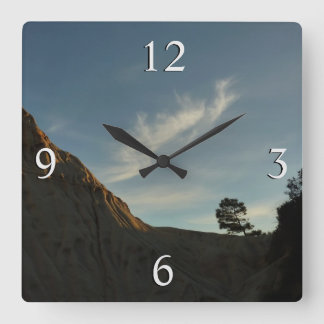 Lone Torrey Pine California Sunset Landscape Square Wall Clock