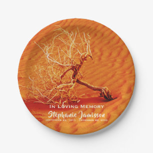 Lone Tree in Desert Sand Celebration of Life Paper Plate