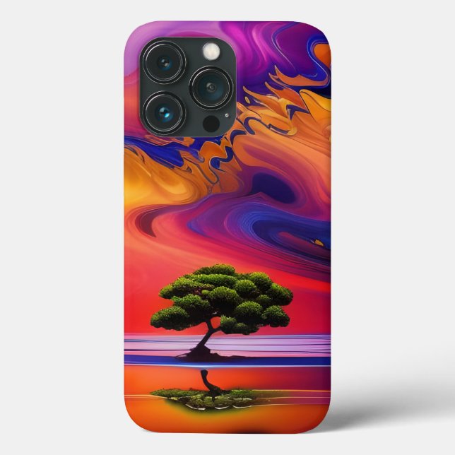 Lone Tree in Water colourful sky Case-Mate iPhone Case (Back)