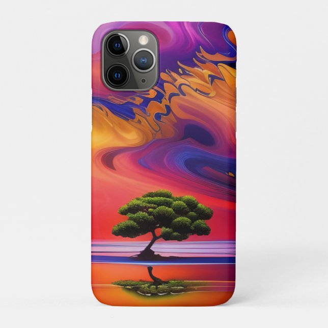 Lone Tree in Water colourful sky Case-Mate iPhone Case (Back)