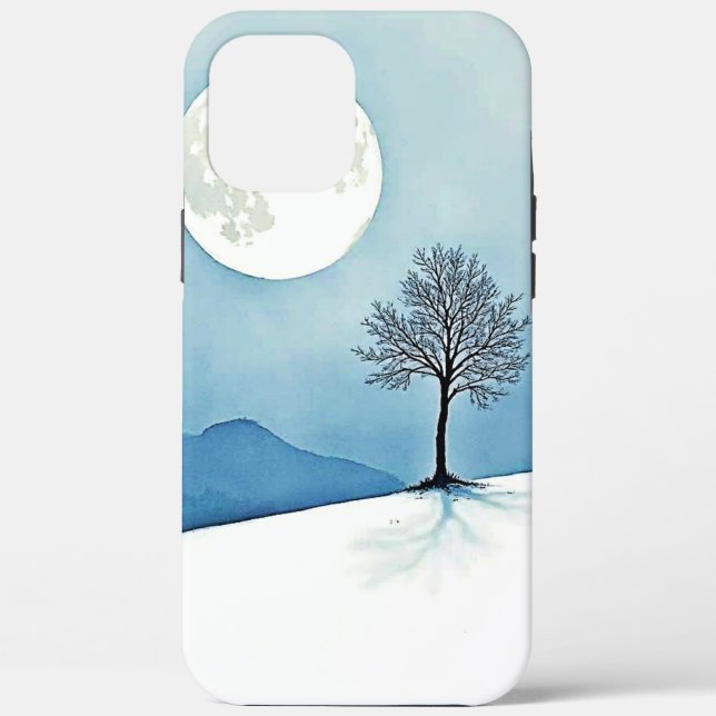 Lone Tree: Serene Full Moon Silence Art Case-Mate iPhone Case (Back)