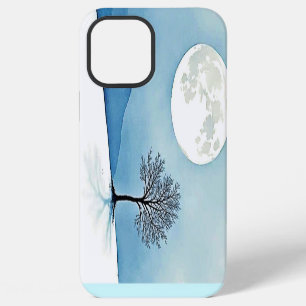 Lone Tree: Serene Full Moon Silence Art iPhone 12 Pro Max Case