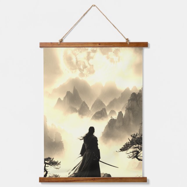 Lone Warrior in Sepia  Hanging Tapestry (Front)