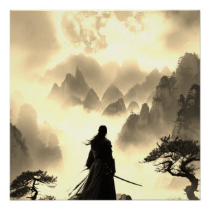 Lone Warrior in Sepia Poster