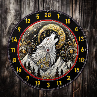 Lone White Wolf Echoes Strength Resilience Dartboard