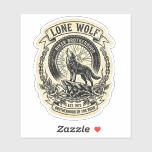 Lone Wolf Biker Brotherhood Vintage Decal