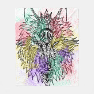 Lone Wolf Colour Fleece Blanket