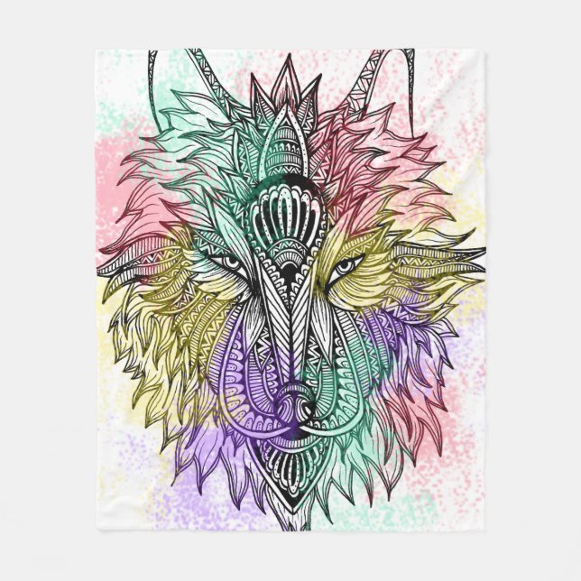 Lone Wolf Colour Fleece Blanket (Front)