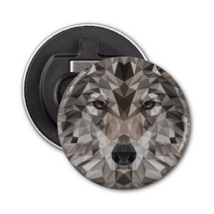 Lone Wolf Geometric Portrait Bottle Opener