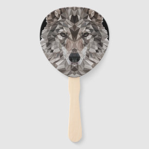 Lone Wolf Geometric Portrait Hand Fan