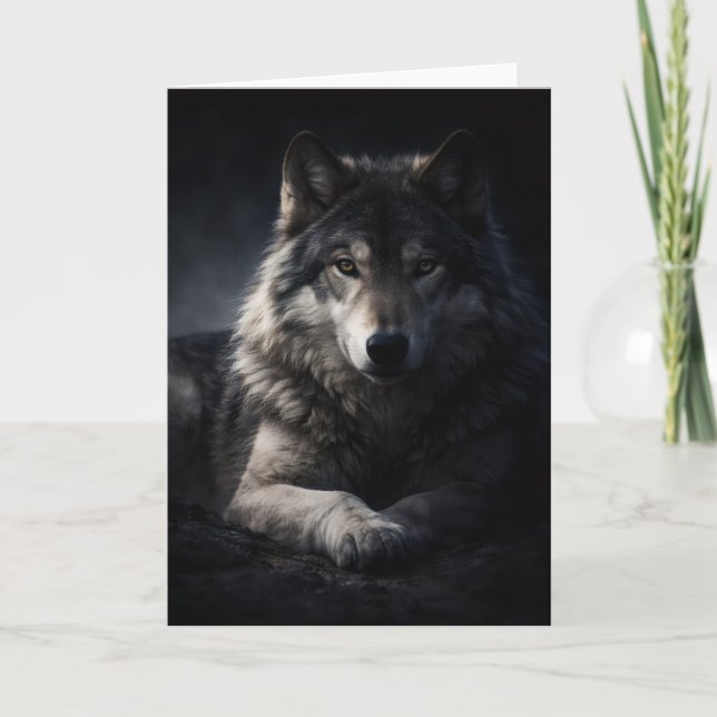 Lone Wolf Greeting – Blank Inside Wildlife Card (Front)
