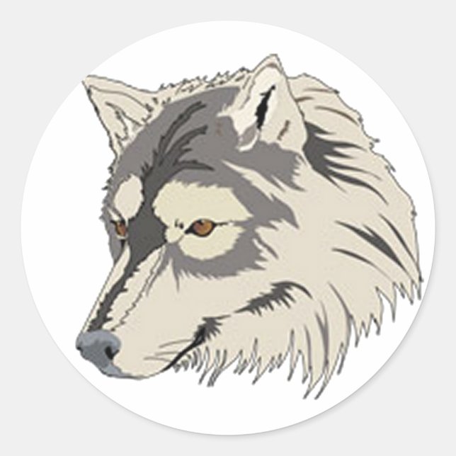 Lone Wolf Head Classic Round Sticker (Front)