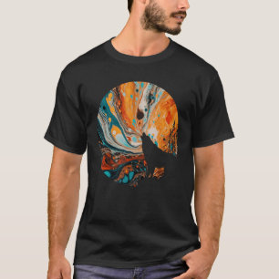 Lone Wolf Howling at a Moon of Colourful Patterns T-Shirt
