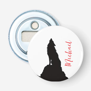 Lone Wolf Howling Your Name Custom Handwriting Bottle Opener