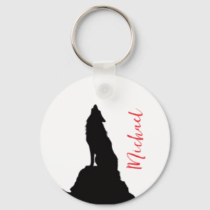 Lone Wolf Howling Your Name Custom Handwriting Key Ring