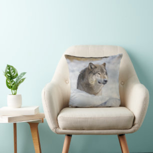 Lone Wolf in Snow Cushion